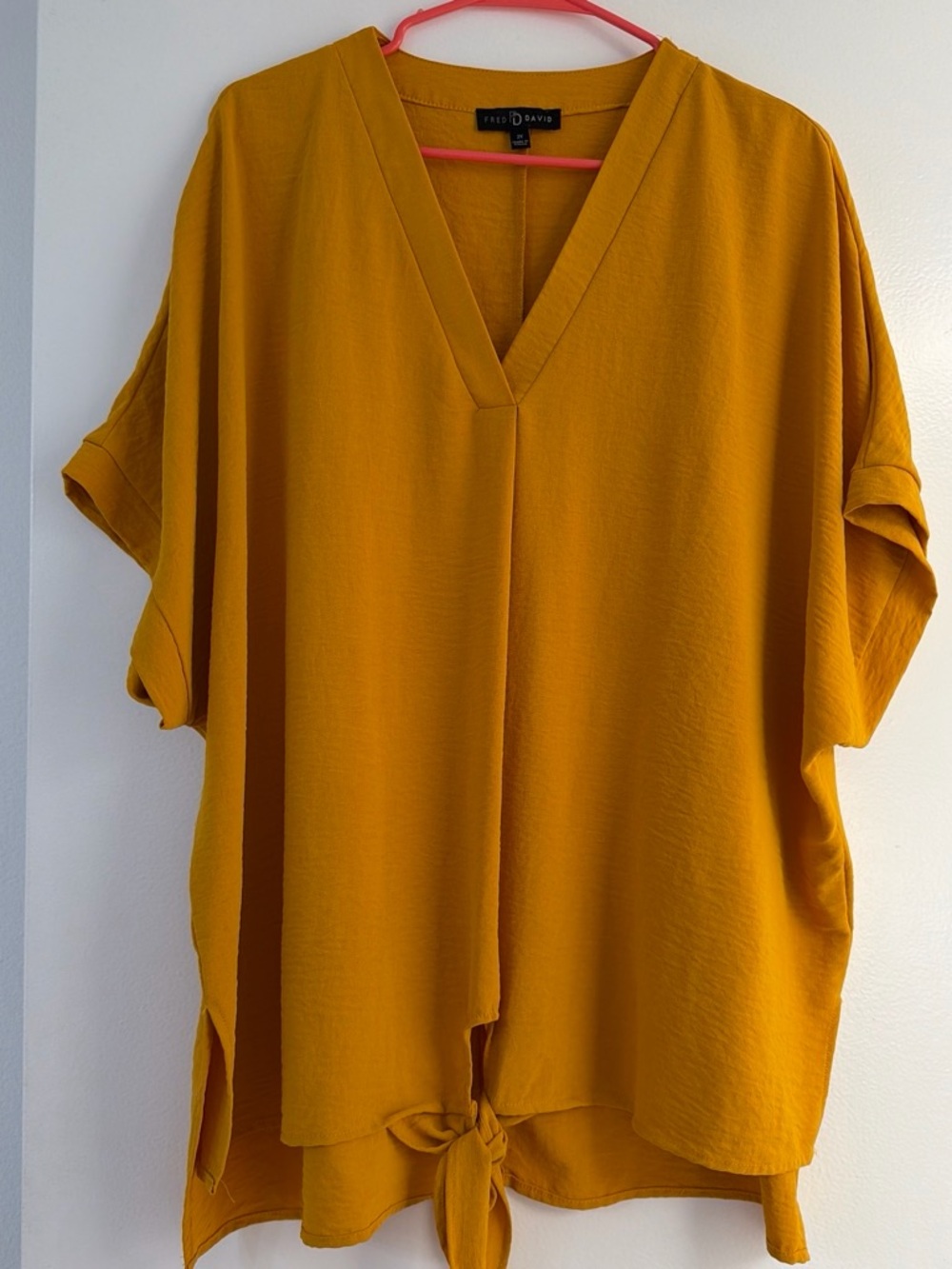 Fred David Mustard V-Neck Tie-Front Tunic